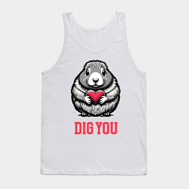 Prairie Dog Dig You Holding a heart Cute Valentines Day Tank Top by jadolomadolo